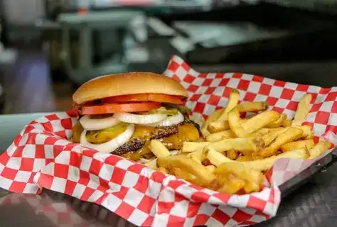 Photo showing Burgers Pies & Fries